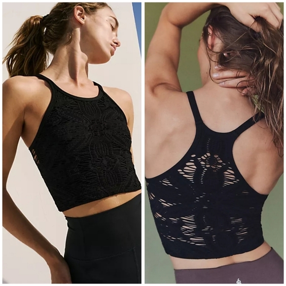 FP Movement by Free People Black Lace Tank Top - Picture 1 of 12